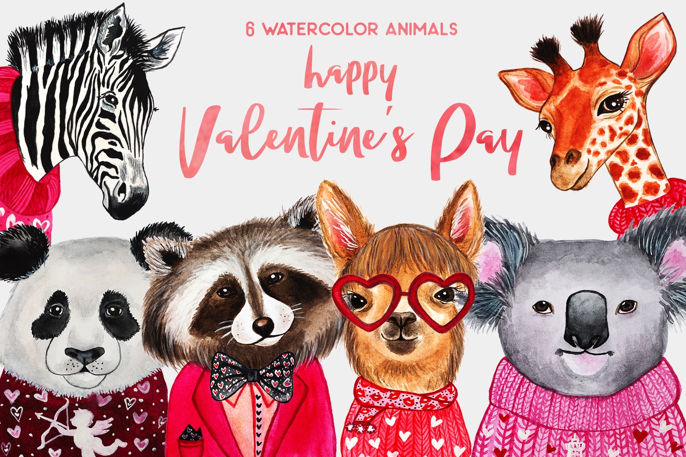 Valentine's Day Watercolor Animals - The Spring Romance Bundle 