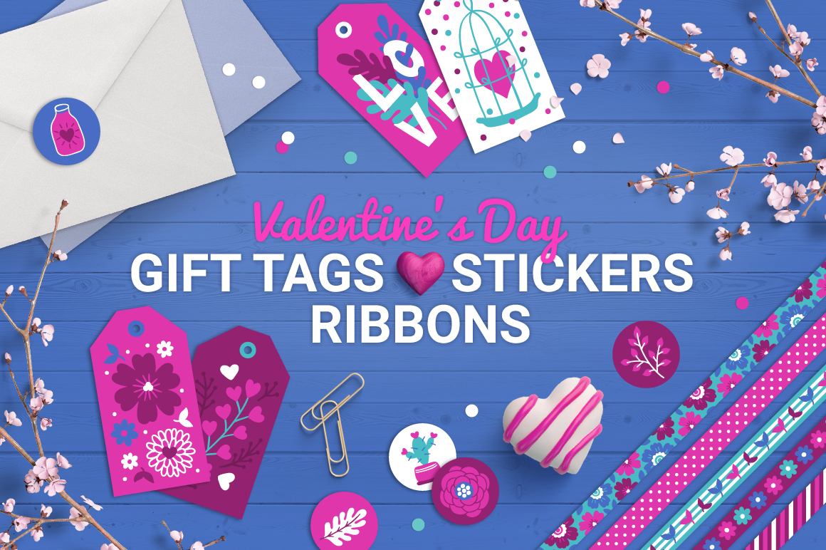 Valentine’s Gift Tags, Stickers & Tapes - The Spring Romance Bundle 