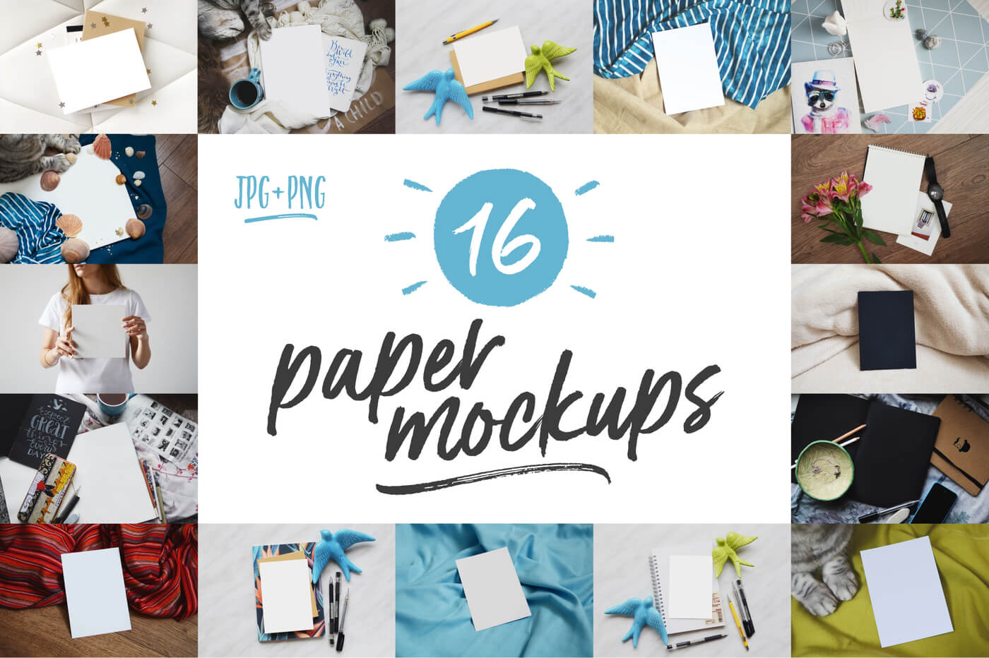 16 Paper Mockups - The Everyday Designer Bundle Vol. 03