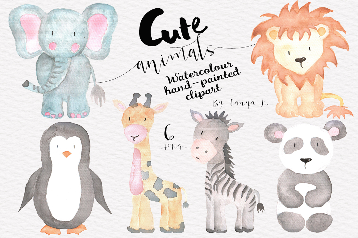 tanya kart cute watercolor animals set