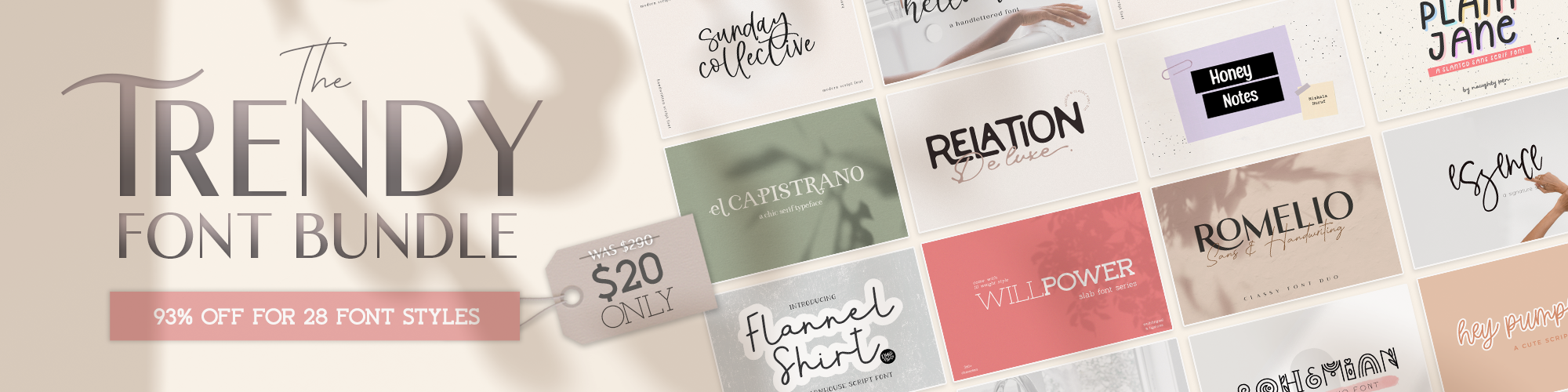 28 New Classy Font Styles in The Trendy Font Bundle